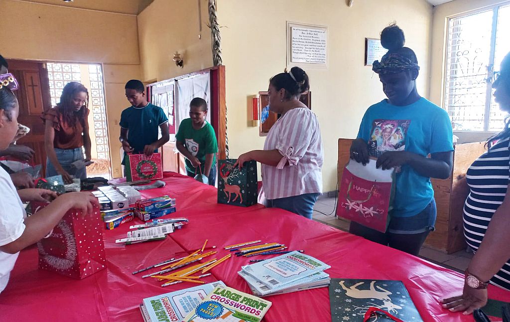 Preparing gifts for Sister Cecilia’s Home